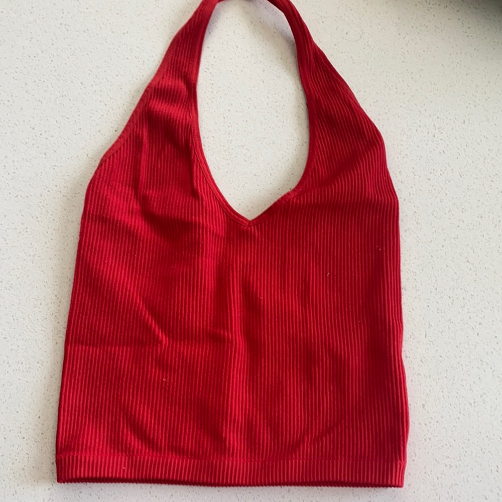 Red halter top
